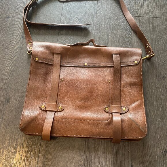 J CREW MONTAGUE French Military Saddlebag Leather Briefcase / Messenger Bag * - Picture 4 of 16